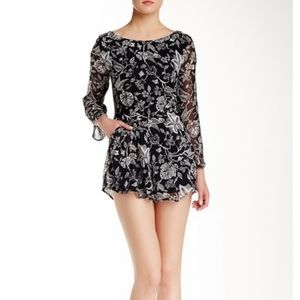 Lush Snakeskin Print Long Sleeve Flowy Romper